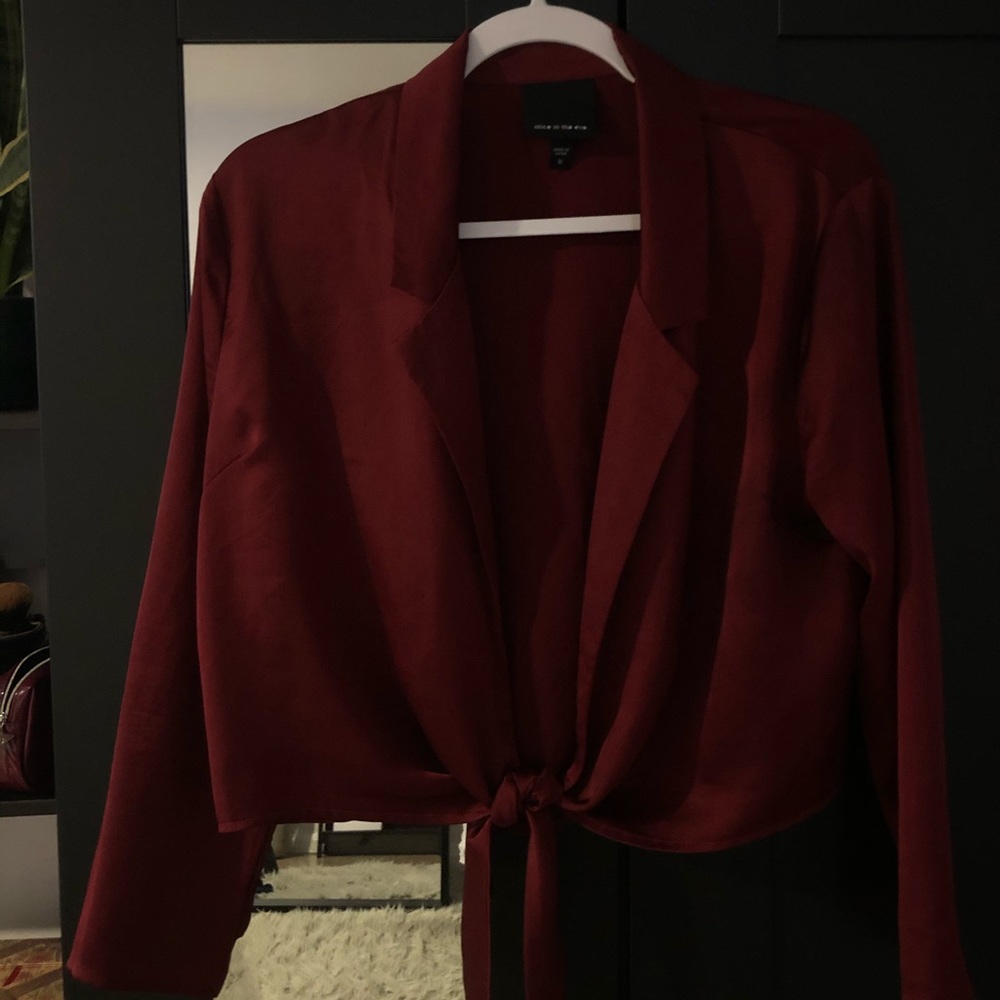 Tie-up silk top